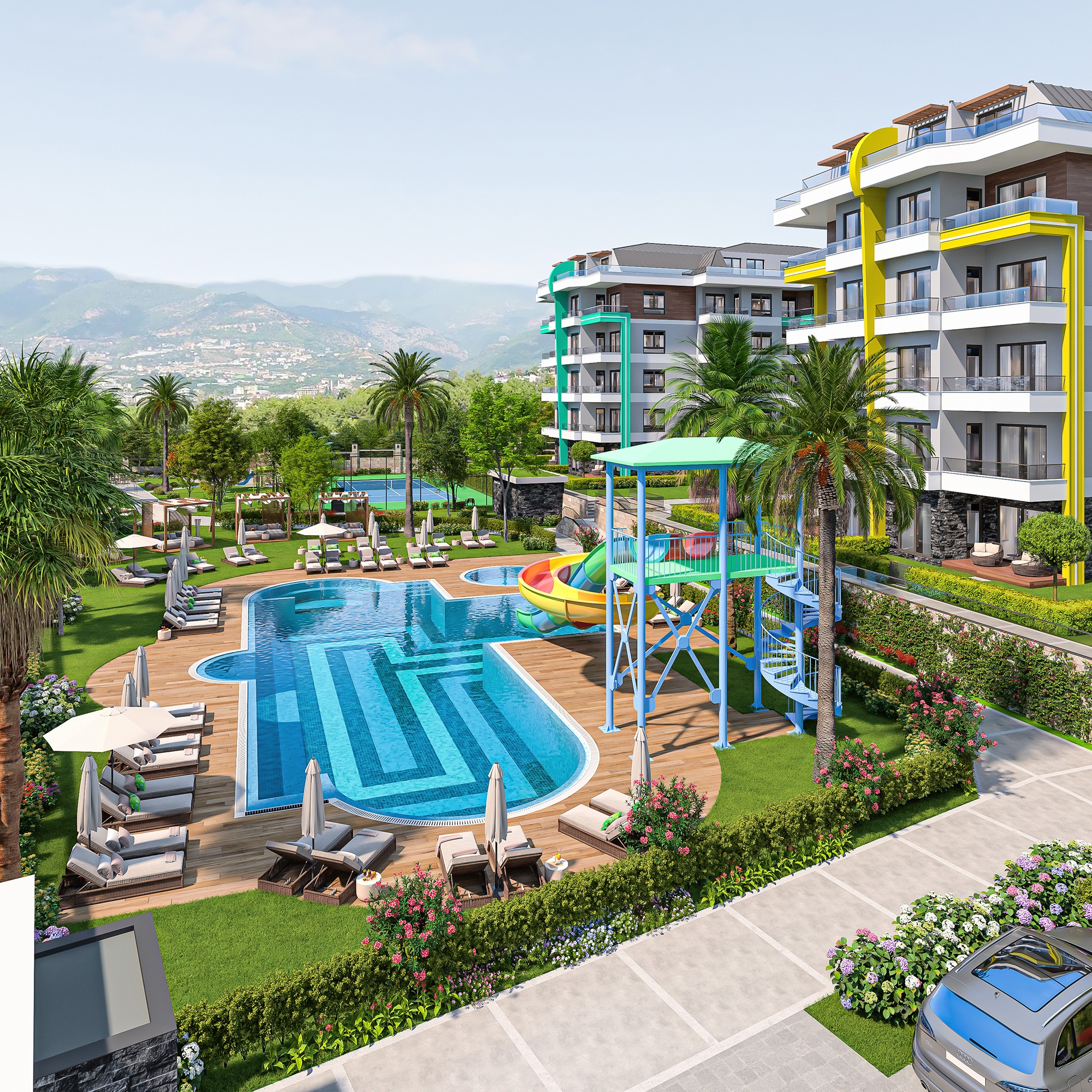 Luksuriøs 1+1 Lejlighed med Fantastisk Udsigt i Alanya - Oba