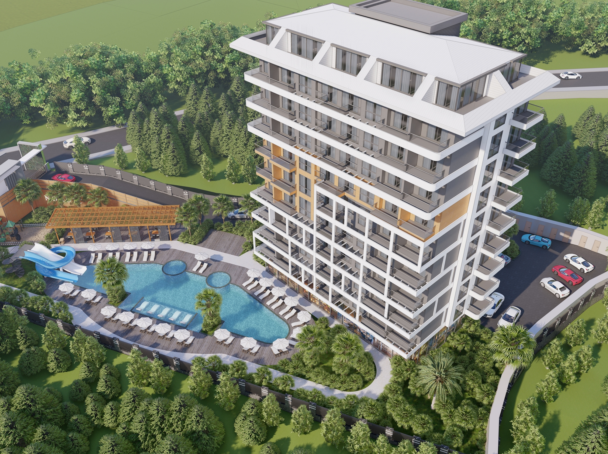 Luxuriöses 1+1 Apartment mit Burg- und Bergblick, Alanya Tosmur