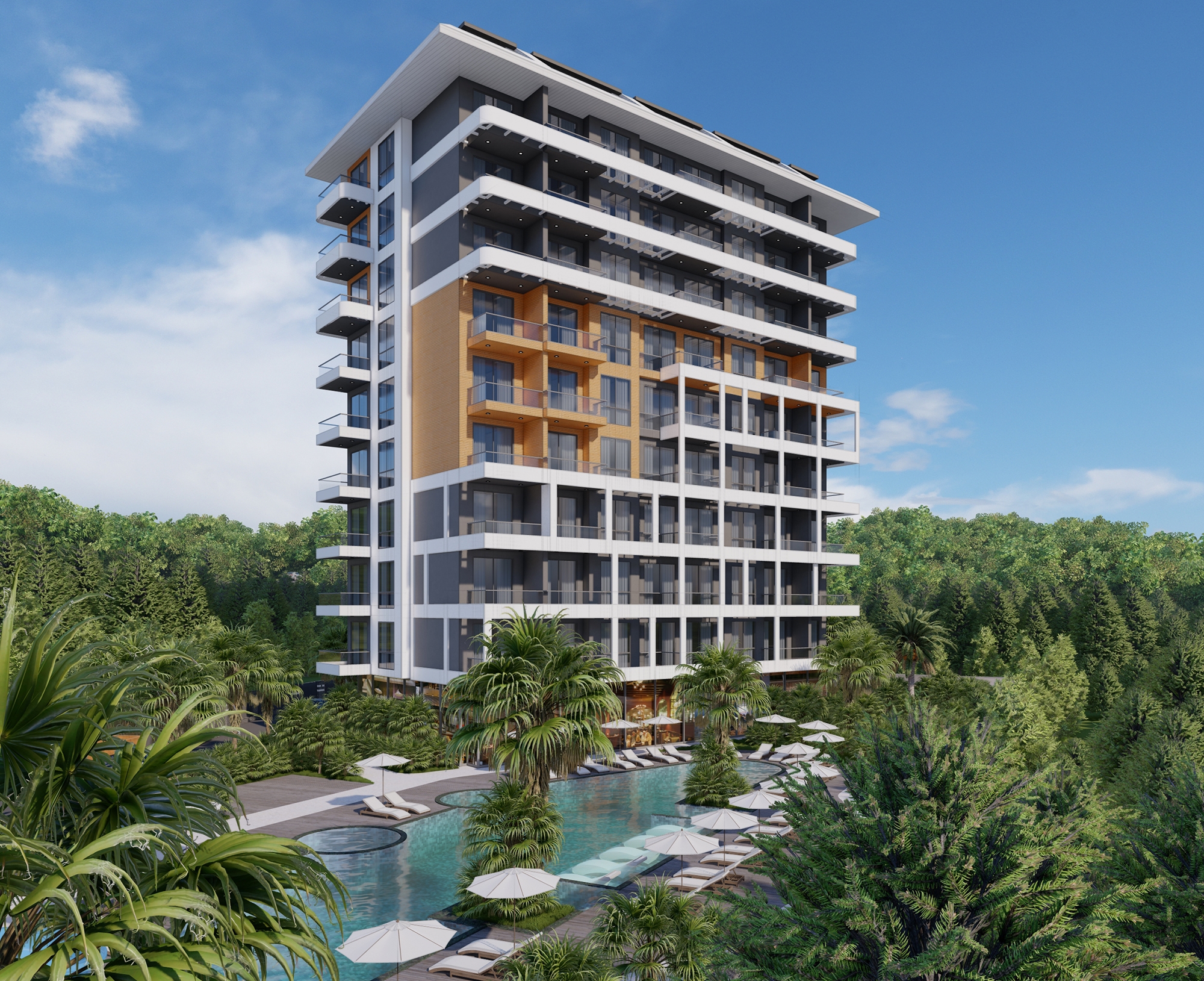 Luxuriöses 1+1 Apartment mit Burg- und Bergblick, Alanya Tosmur