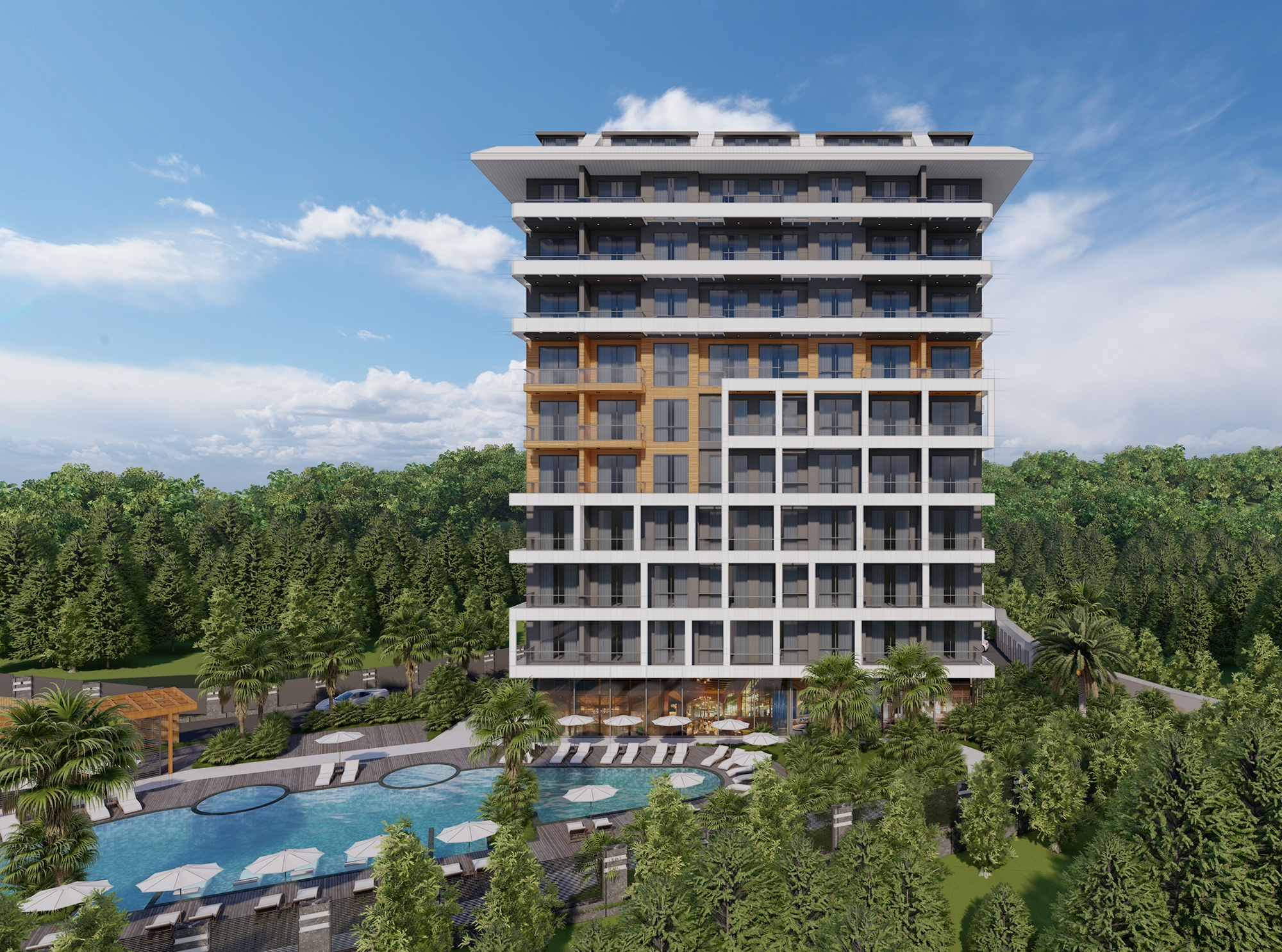 Luxuriöses 1+1 Apartment mit Burg- und Bergblick, Alanya Tosmur