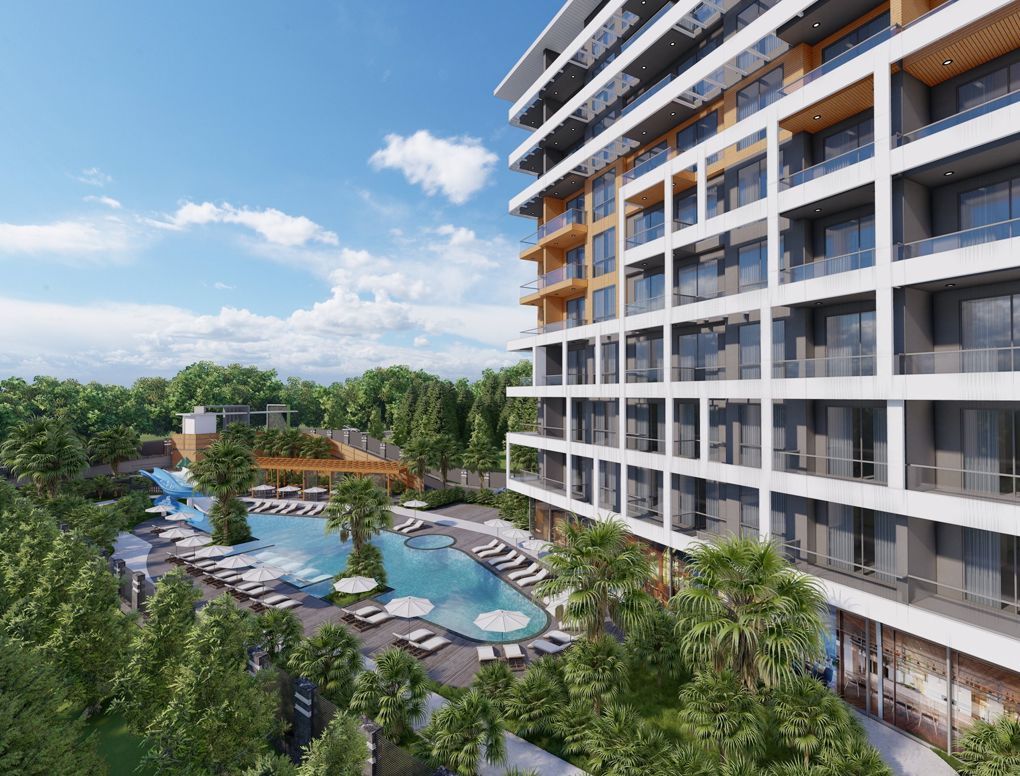 Luxuriöses 1+1 Apartment mit Burg- und Bergblick, Alanya Tosmur