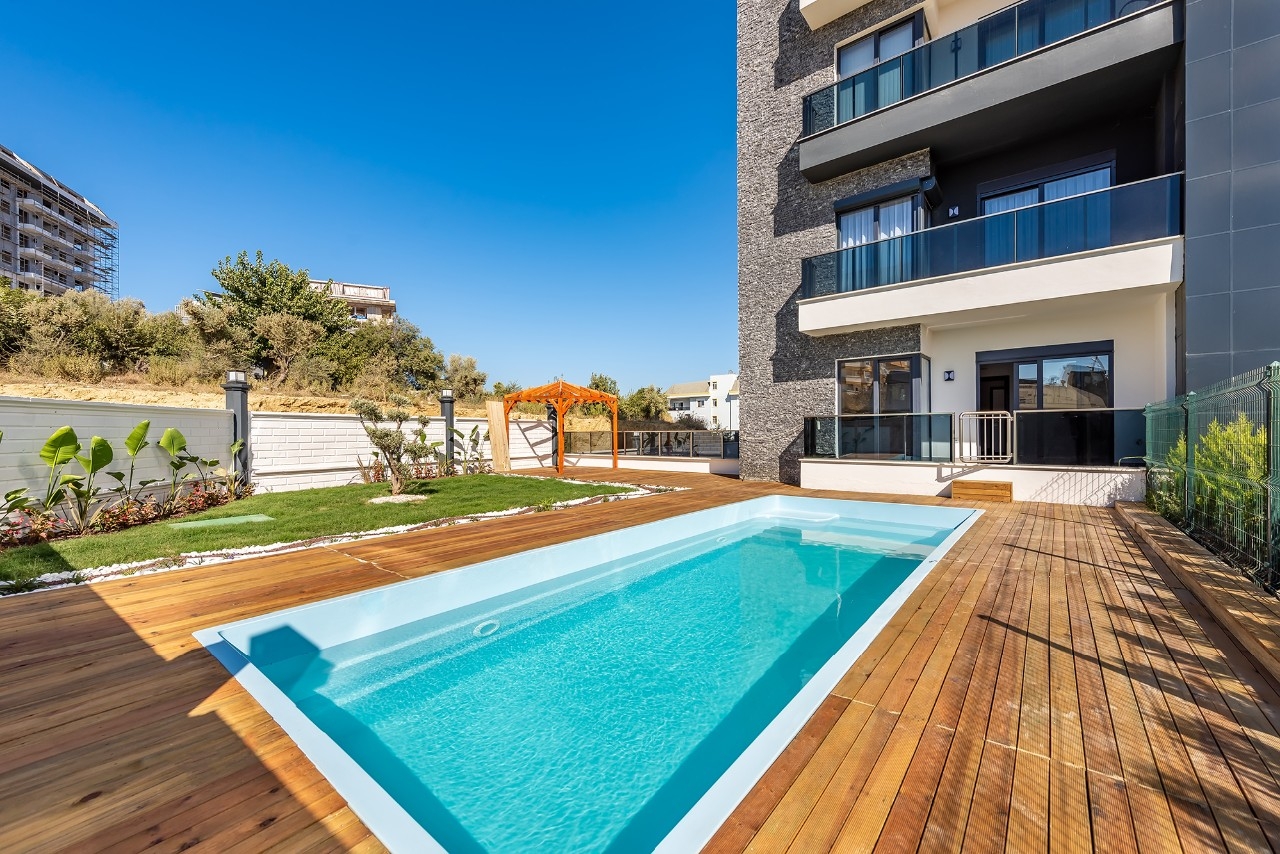 Ylellinen 1+1 puutarhakerrostalo vuorinäköalalla, Alanya - Avsallar
