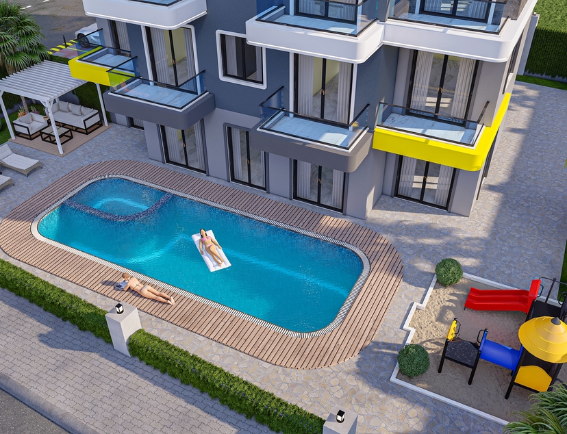 Luxuriöses 1+1 Apartment mit Bergblick in Demirtas, Alanya