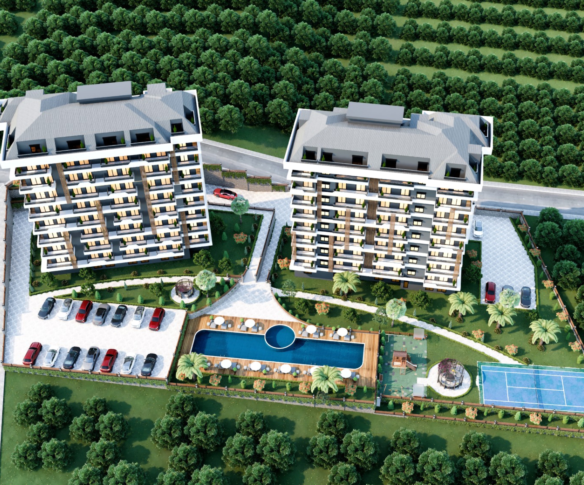 Luxuriöses 1+1 Apartment mit Meerblick und Bergblick, Alanya - Payallar