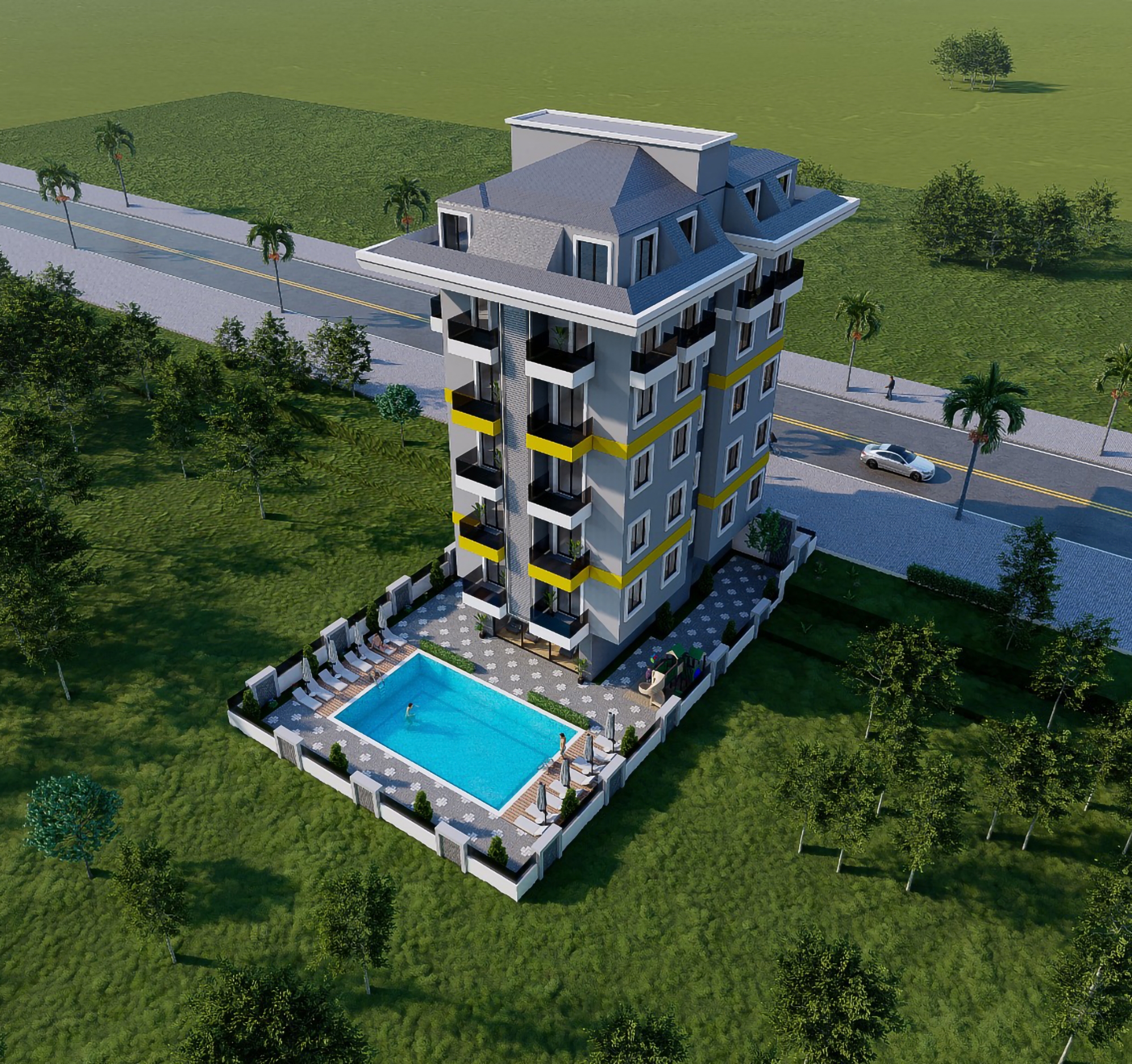 Mountain View 1+1 Apartment with Pool and Fitness in Avsallar