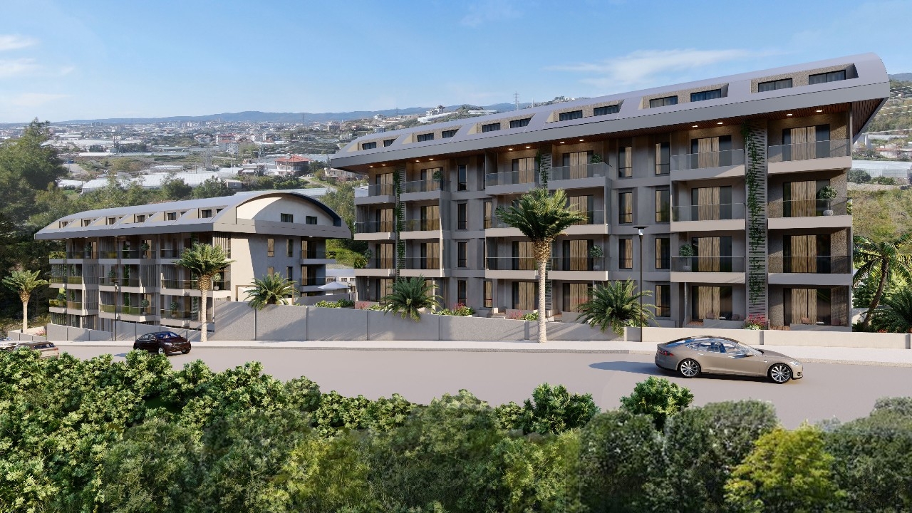 Luxuriöses 1+1 Apartment mit Meerblick, Burg- und Bergblick in Konakli, Alanya