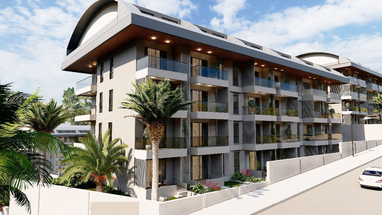 Luxuriöses 1+1 Apartment mit Meerblick, Burg- und Bergblick in Konakli, Alanya