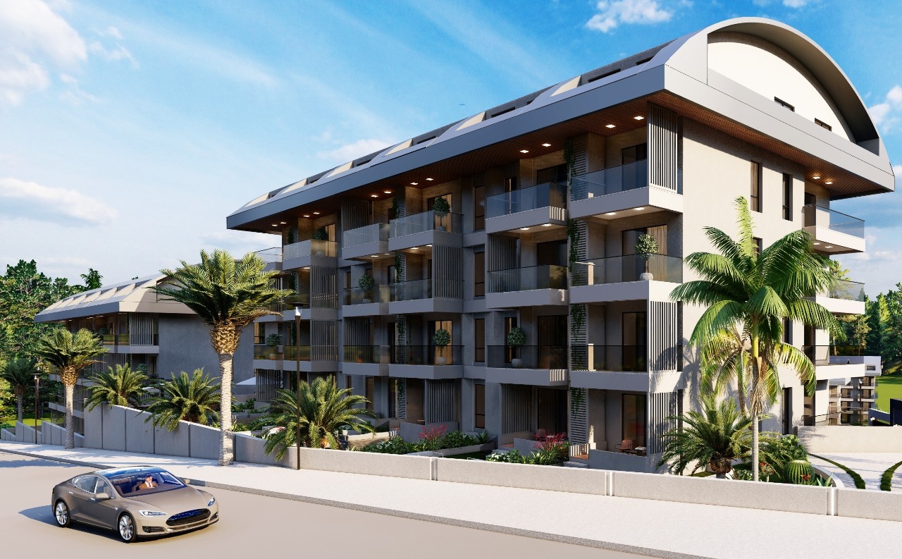 Luxuriöses 1+1 Apartment mit Meerblick, Burg- und Bergblick in Konakli, Alanya