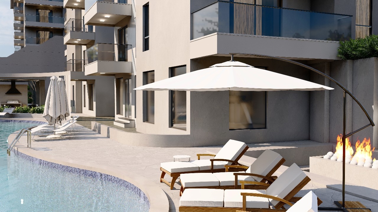 Luxuriöses 1+1 Apartment mit Meerblick, Burg- und Bergblick in Konakli, Alanya