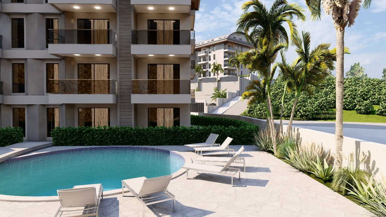 Luxuriöses 1+1 Apartment mit Meerblick, Burg- und Bergblick in Konakli, Alanya
