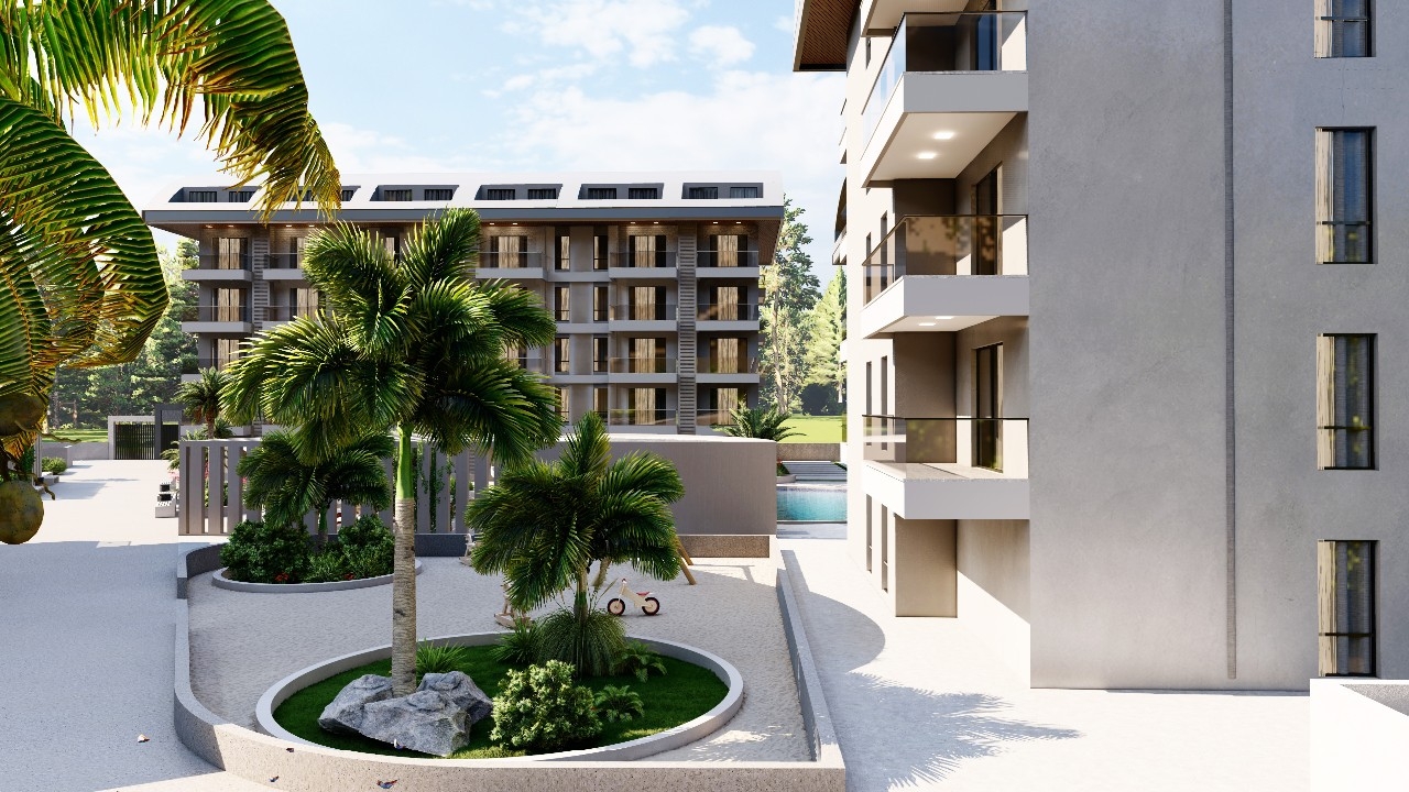 Luxuriöses 1+1 Apartment mit Meerblick, Burg- und Bergblick in Konakli, Alanya