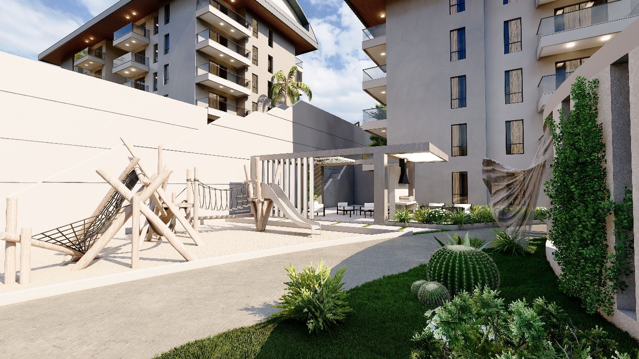 Luxuriöses 1+1 Apartment mit Meerblick, Burg- und Bergblick in Konakli, Alanya