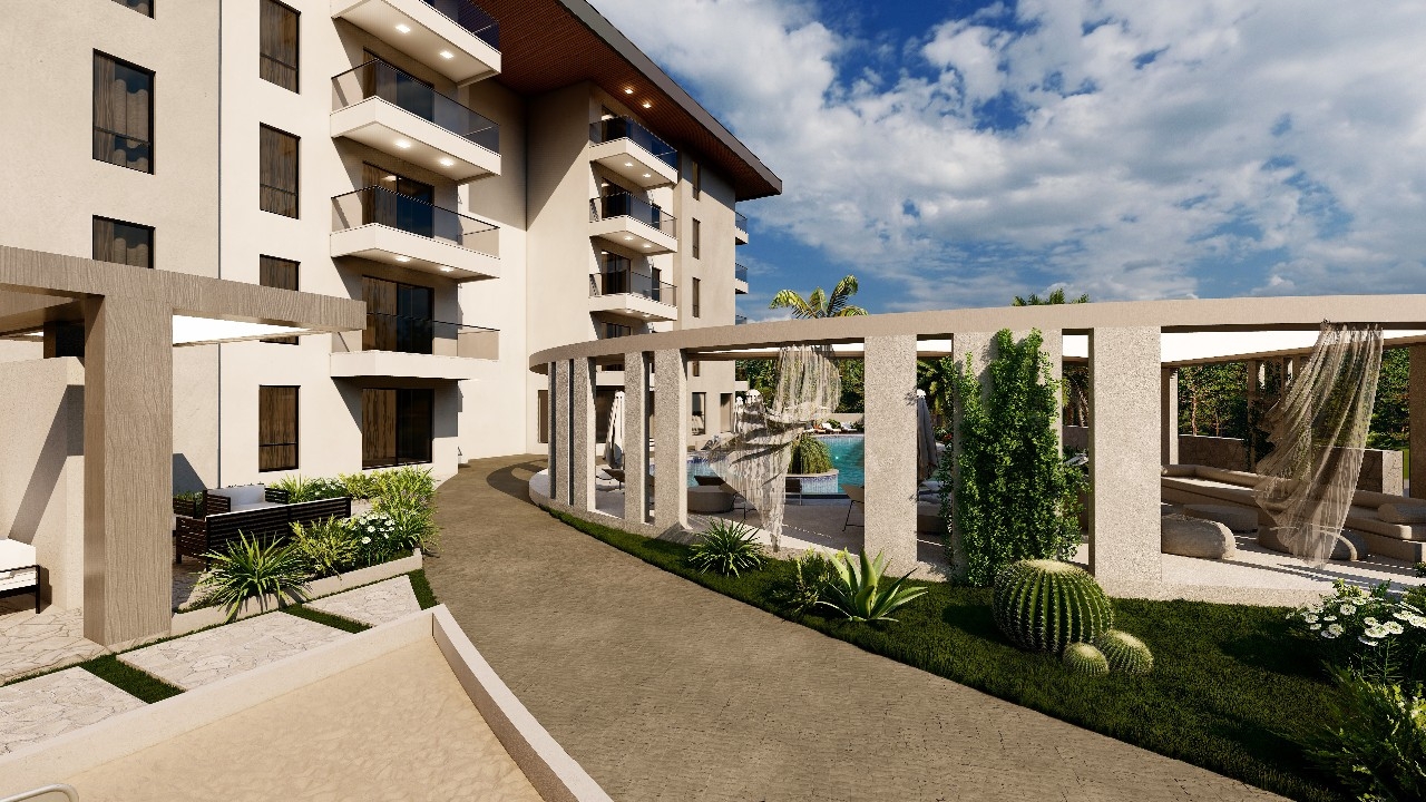 Luxuriöses 1+1 Apartment mit Meerblick, Burg- und Bergblick in Konakli, Alanya