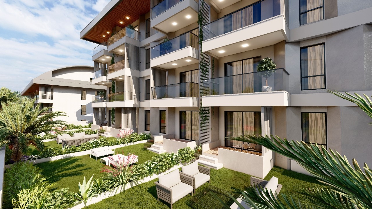 Luxuriöses 1+1 Apartment mit Meerblick, Burg- und Bergblick in Konakli, Alanya