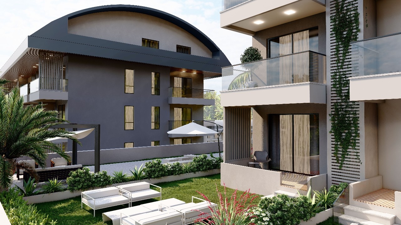 Luxuriöses 1+1 Apartment mit Meerblick, Burg- und Bergblick in Konakli, Alanya