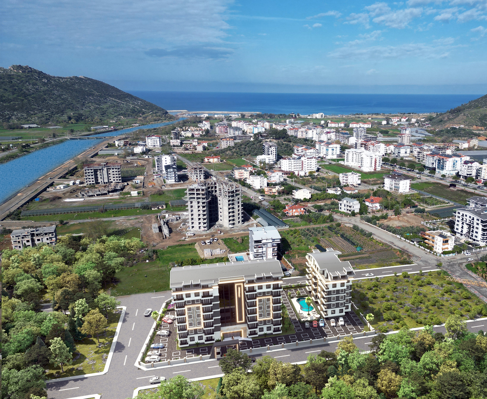 Luxuriöse 1+1 Wohnung mit Bergblick in Gazipasa, Alanya
