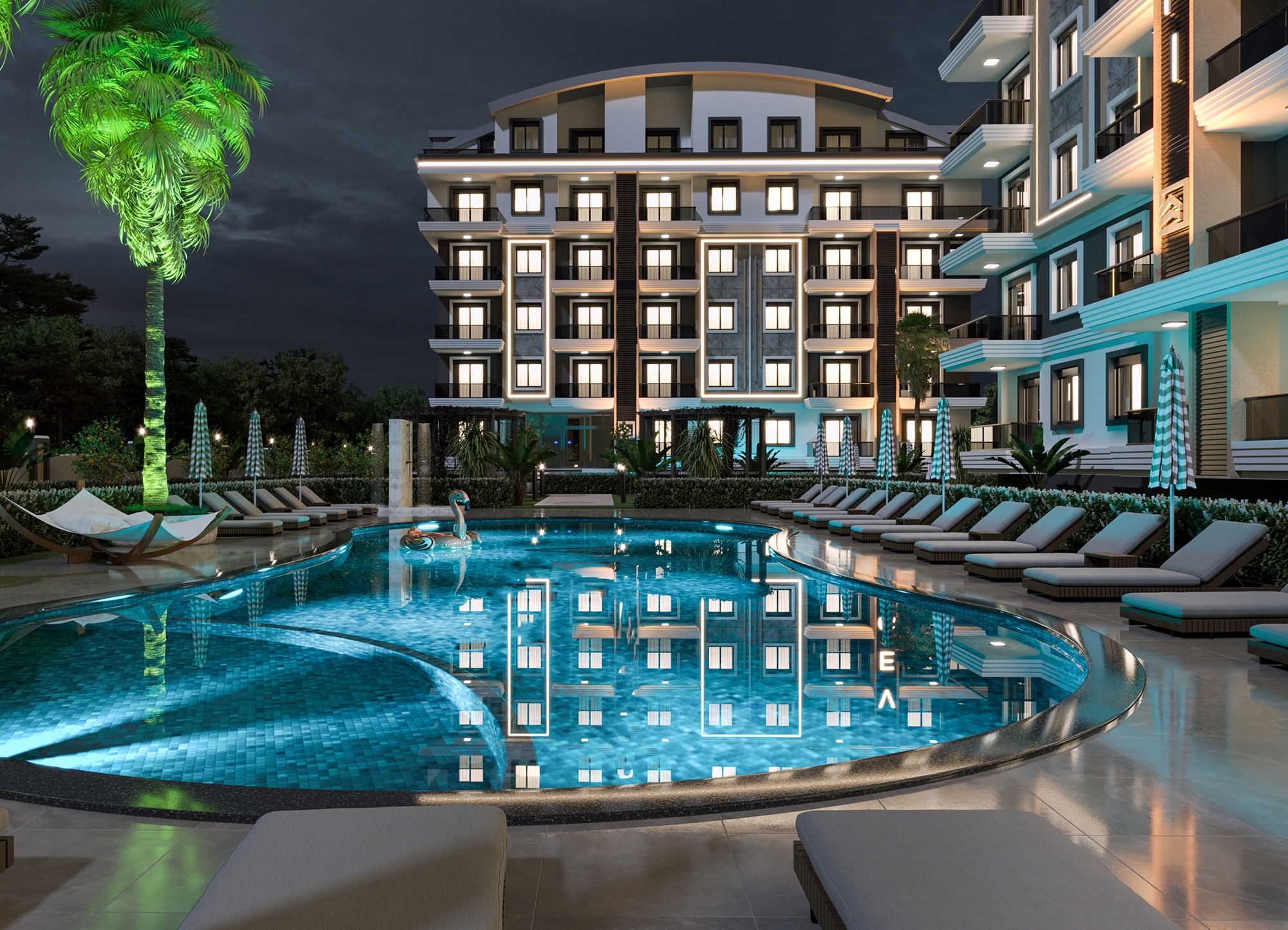 Luxuriöse 1+1 Wohnung mit Bergblick in Gazipasa, Alanya