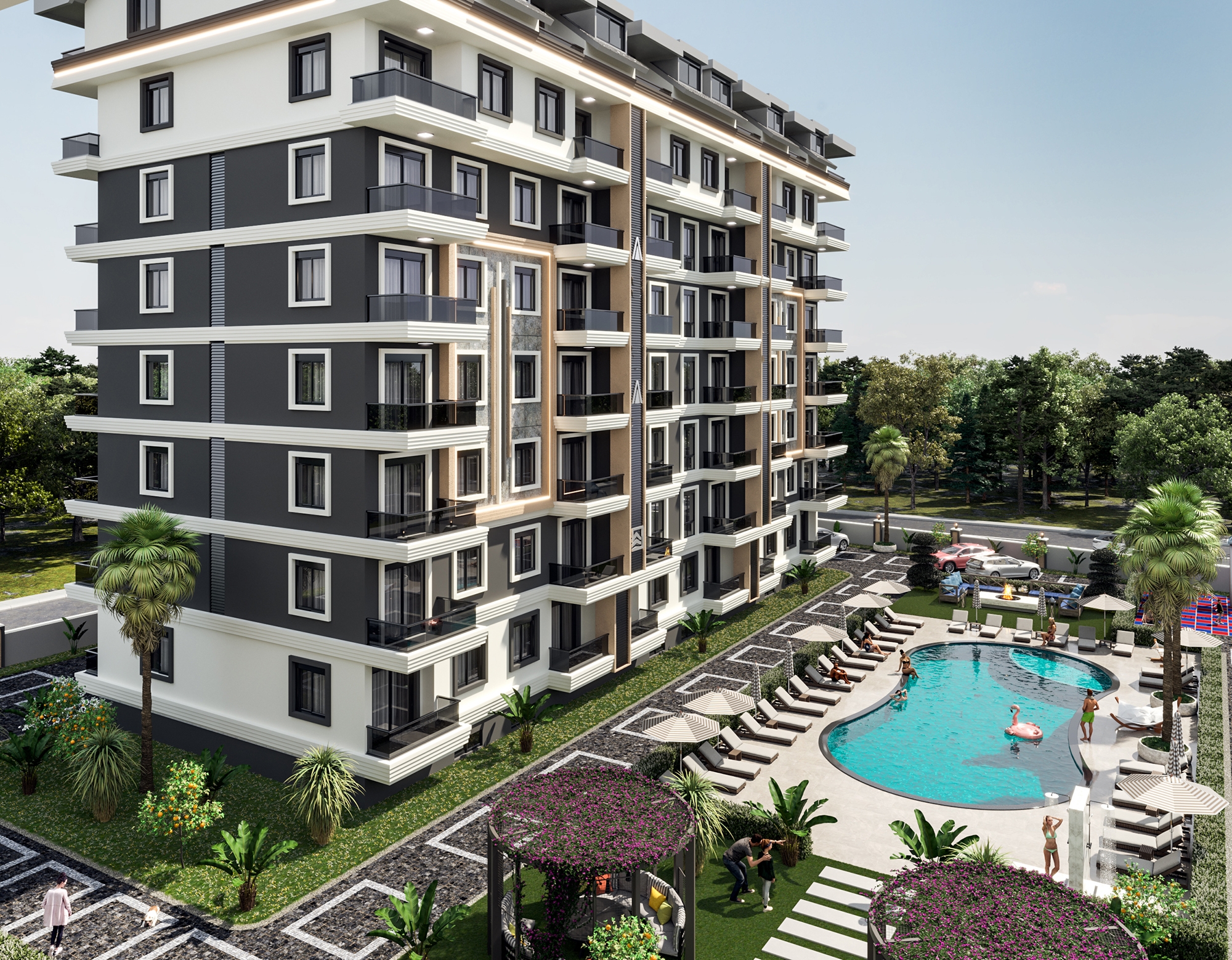 Luxuriöse 1+1 Wohnung mit Bergblick in Gazipasa, Alanya
