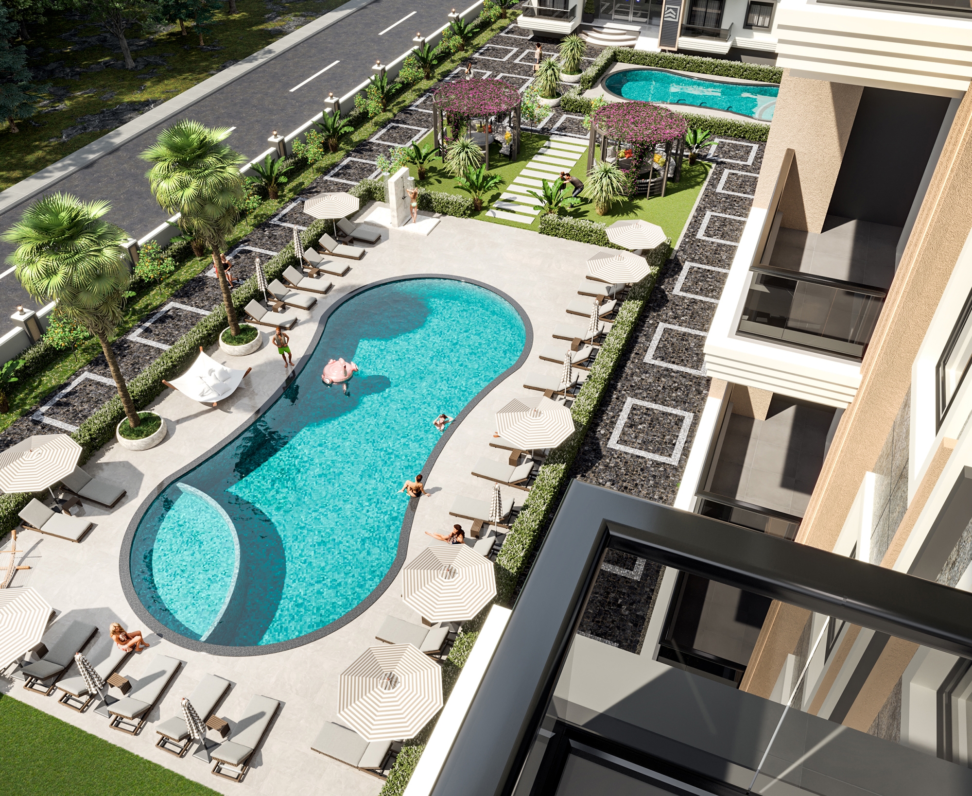 Luxuriöse 1+1 Wohnung mit Bergblick in Gazipasa, Alanya