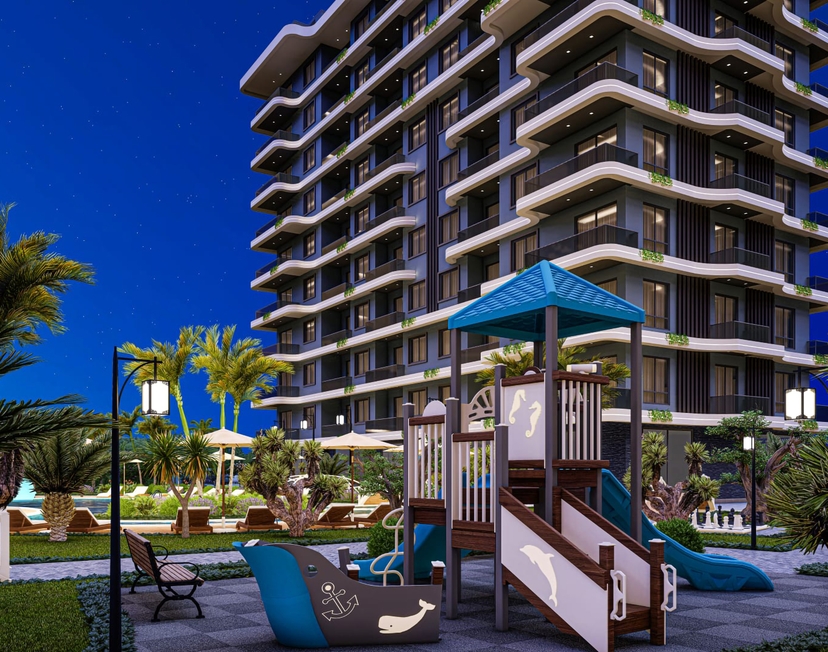 Luksus 1+1 Lejlighed med Hav- og Bjergudsigt i Alanya Avsallar