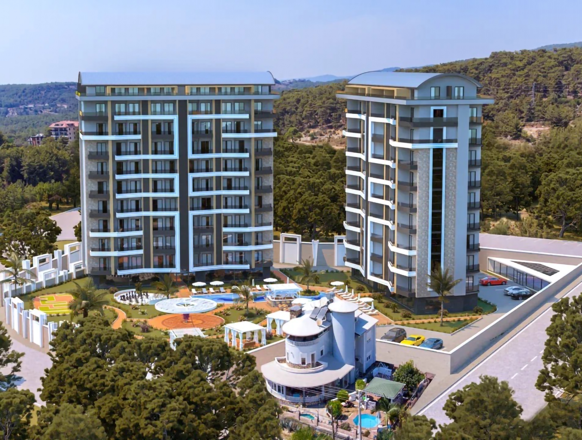 Luxuriöse 1+1 Wohnung mit Meerblick und Burgblick in Avsallar