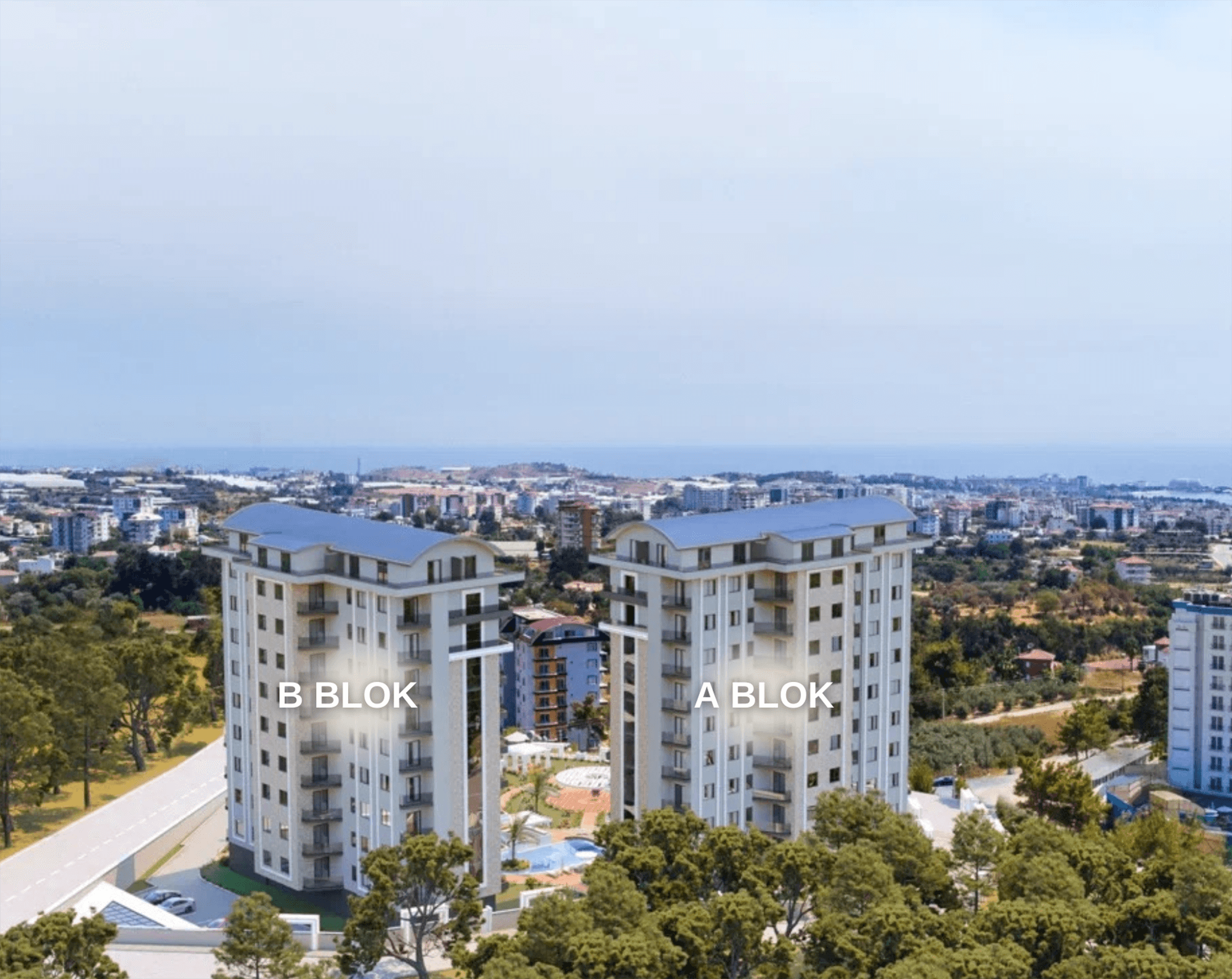 Luxuriöse 1+1 Wohnung mit Meerblick und Burgblick in Avsallar
