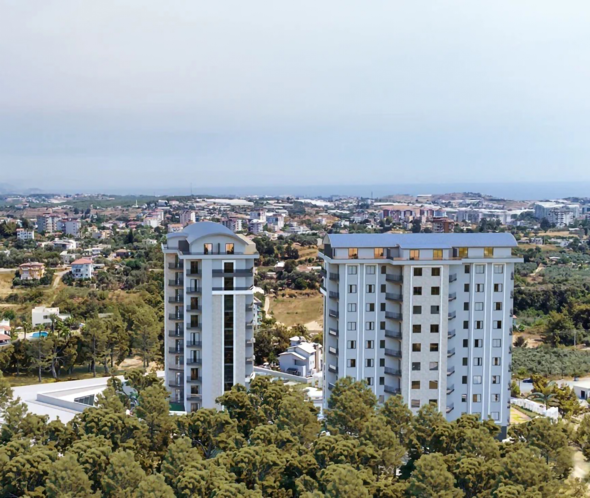 Luxuriöse 1+1 Wohnung mit Meerblick und Burgblick in Avsallar