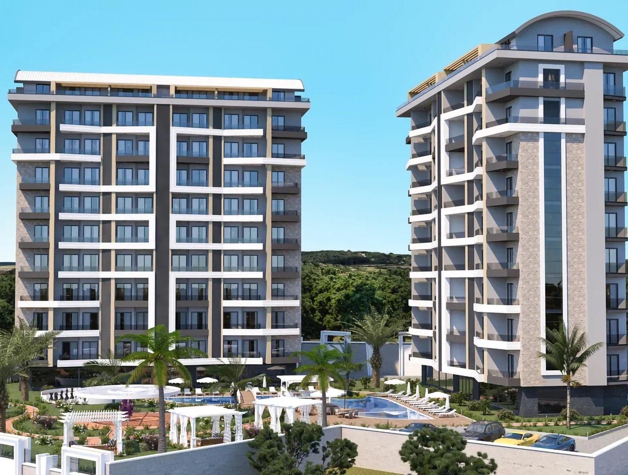Luxuriöse 1+1 Wohnung mit Meerblick und Burgblick in Avsallar