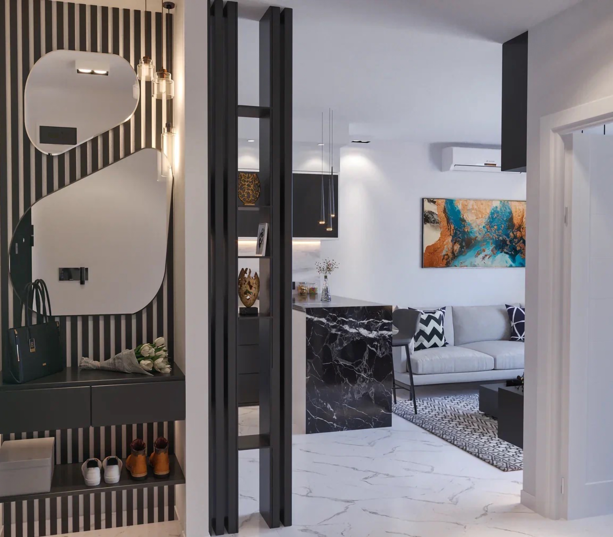 Luxuriöse 1+1 Wohnung mit Meerblick und Burgblick in Avsallar