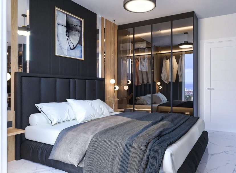 Luxuriöse 1+1 Wohnung mit Meerblick und Burgblick in Avsallar