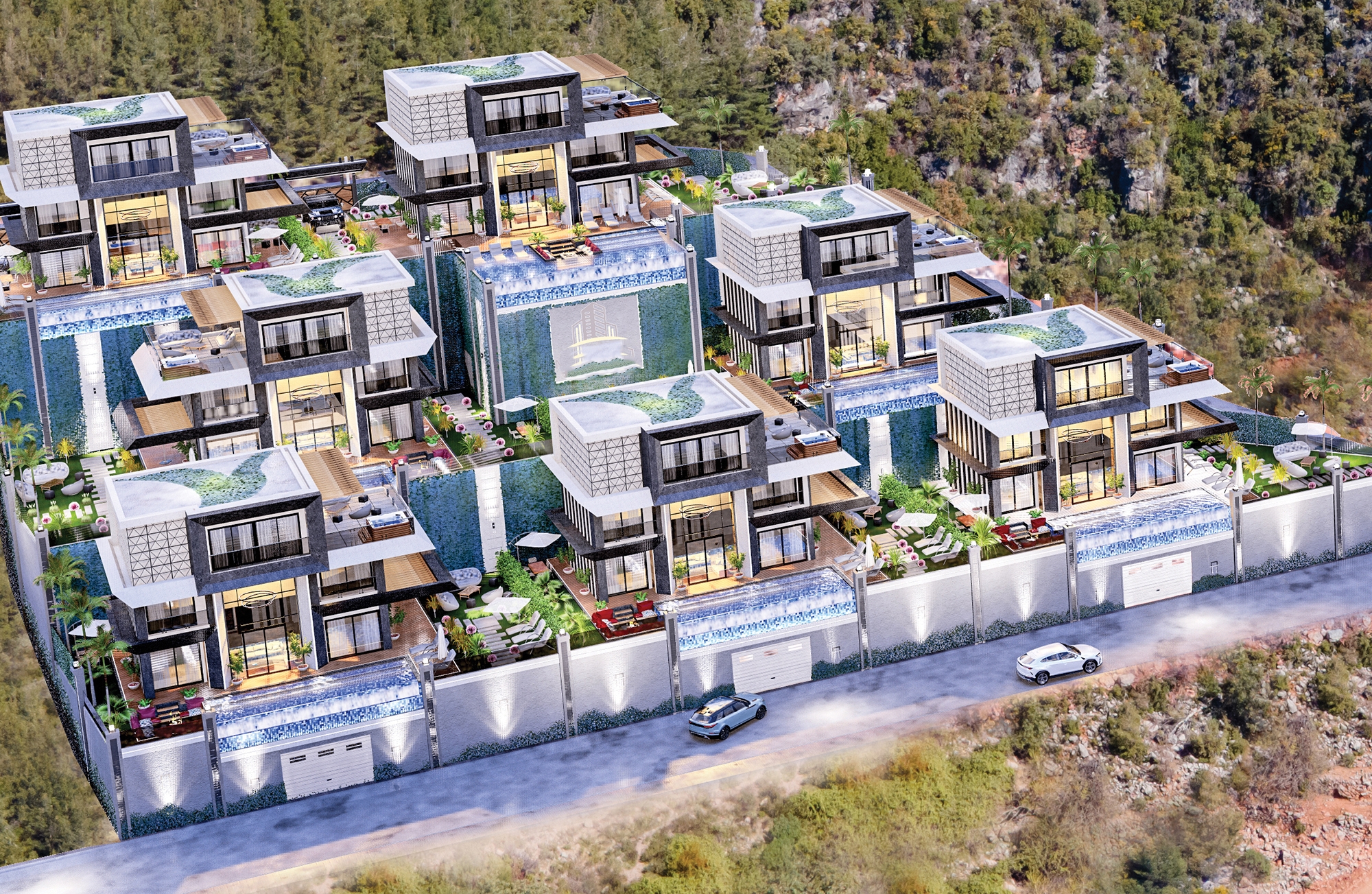 Ylellinen 4+1 huvila meri- ja linnoitusnäköalalla Alanyan Tepe-alueella