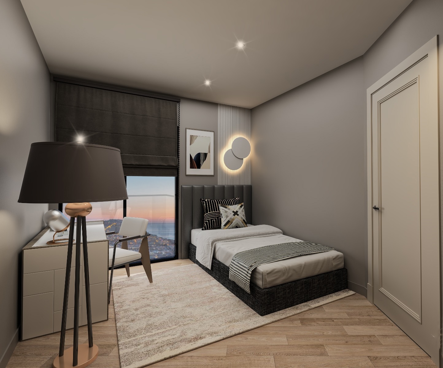 Ylellinen 2+1 asunto meri- ja linna-näköalalla, Alanya - Hasbahce
