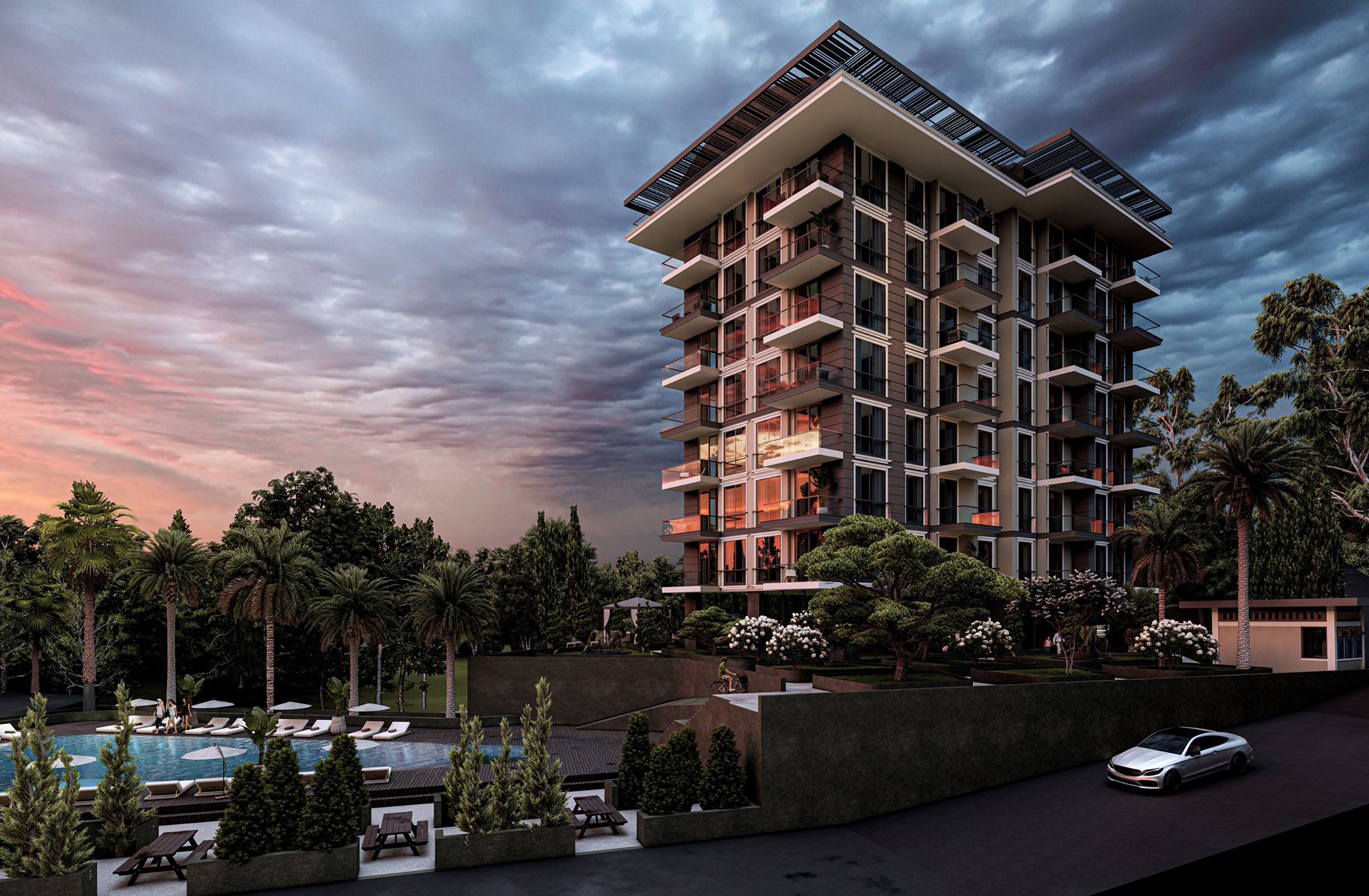 Luxuriöses 1+1 Apartment mit Bergblick in Demirtas, Alanya