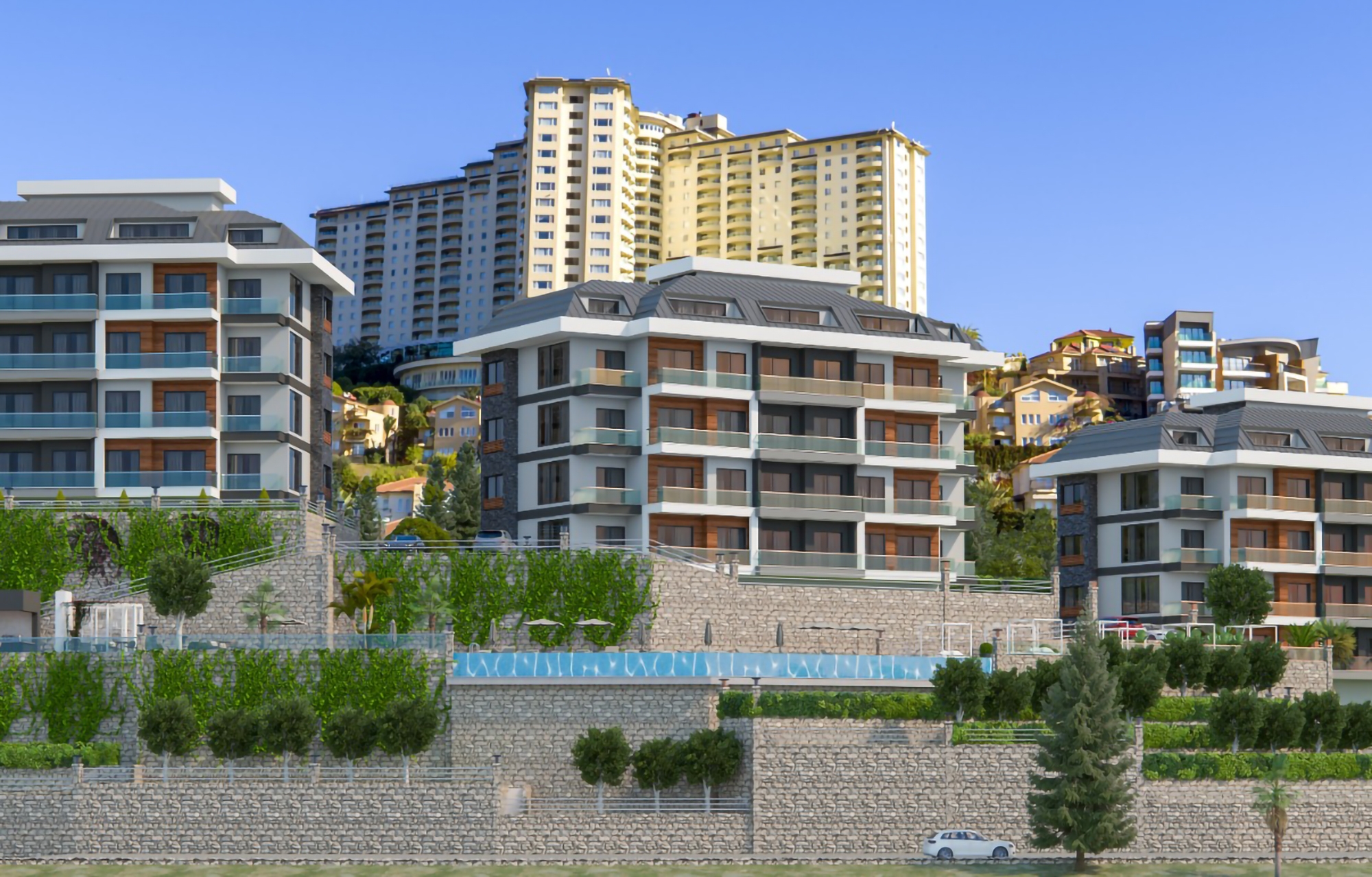 Luxus 1+1 Wohnung mit Meerblick und Bergblick, Alanya - Kargicak