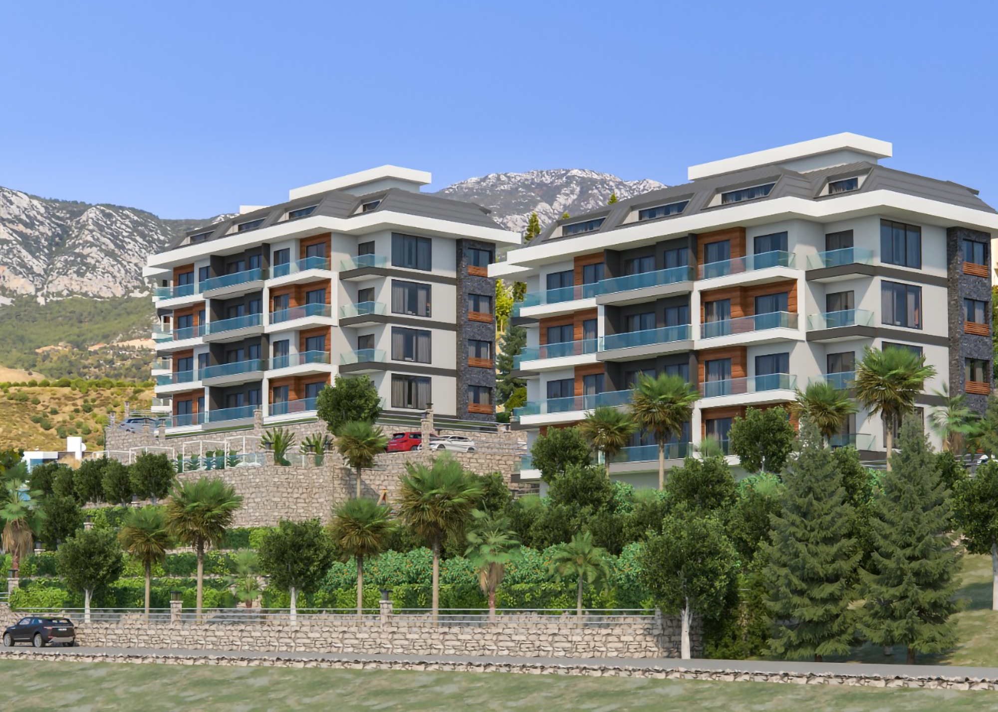 Luxus 1+1 Wohnung mit Meerblick und Bergblick, Alanya - Kargicak