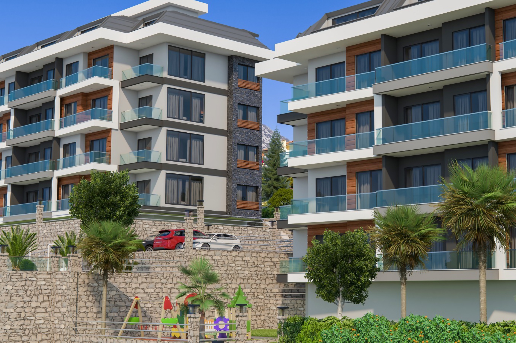 Luxus 1+1 Wohnung mit Meerblick und Bergblick, Alanya - Kargicak