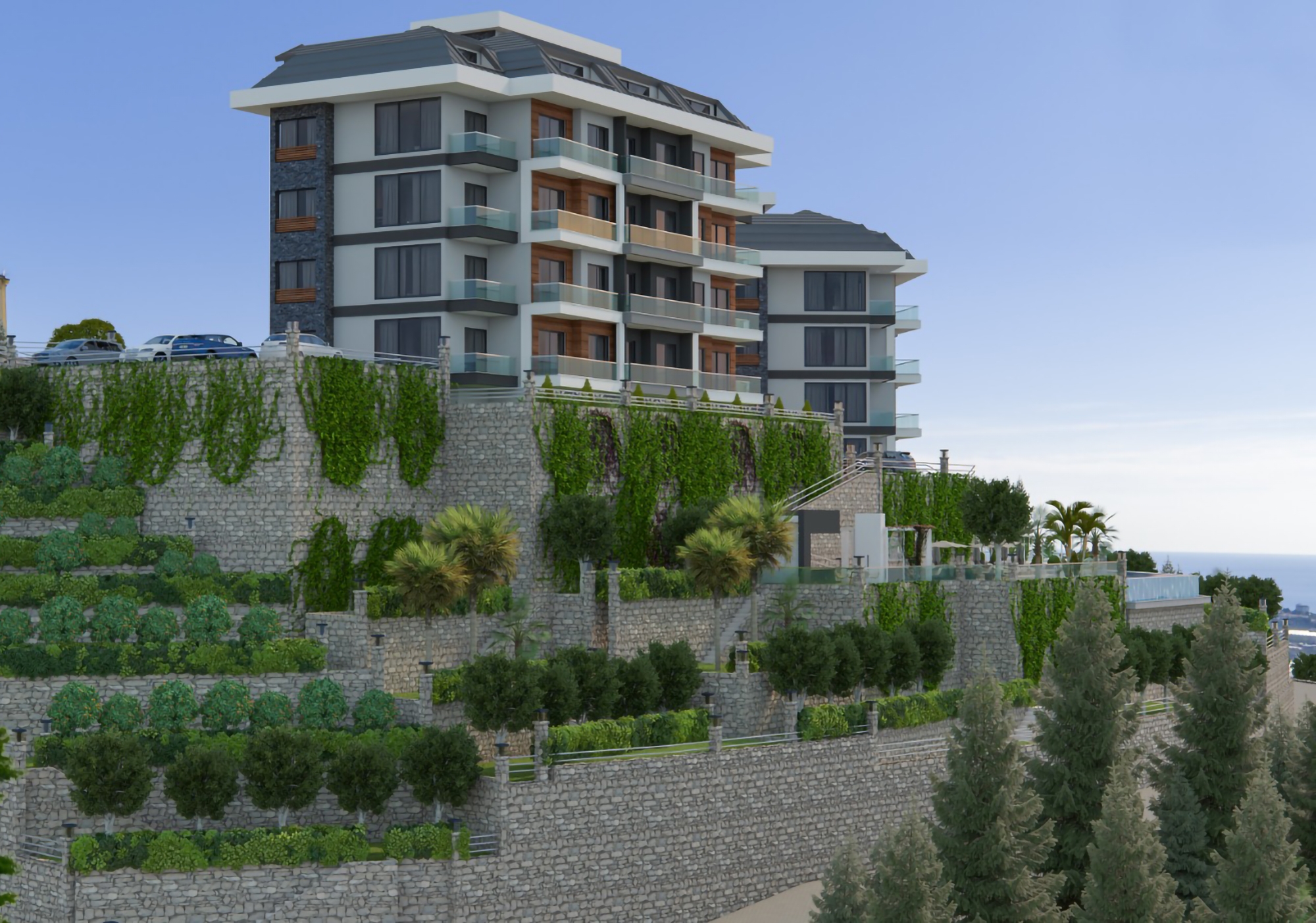 Luxus 1+1 Wohnung mit Meerblick und Bergblick, Alanya - Kargicak