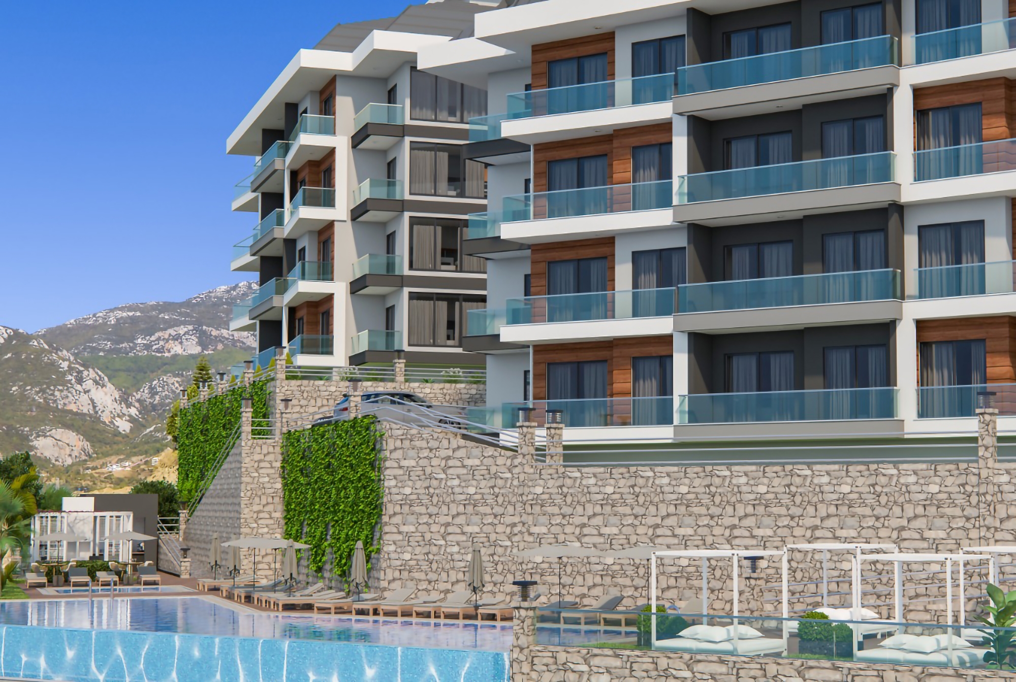 Luxus 1+1 Wohnung mit Meerblick und Bergblick, Alanya - Kargicak