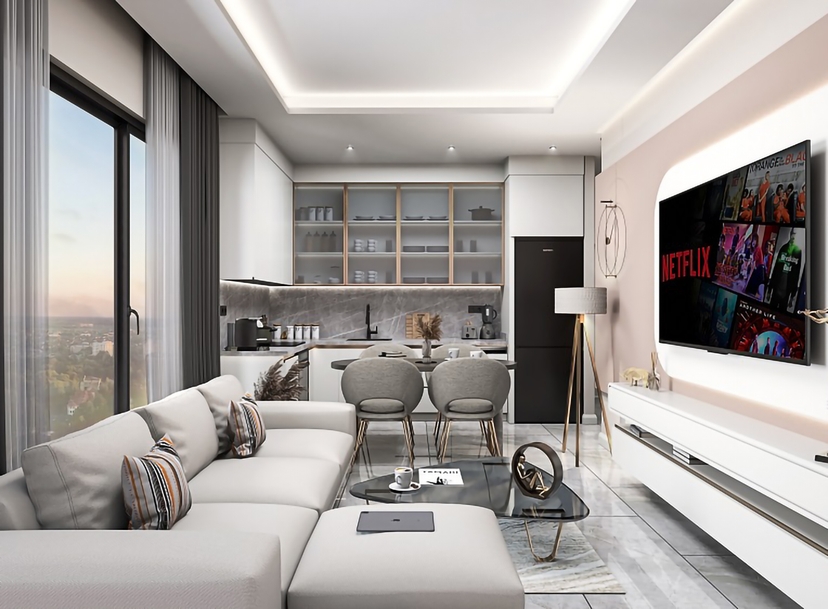 Luxus 1+1 Wohnung mit Meerblick und Bergblick, Alanya - Kargicak