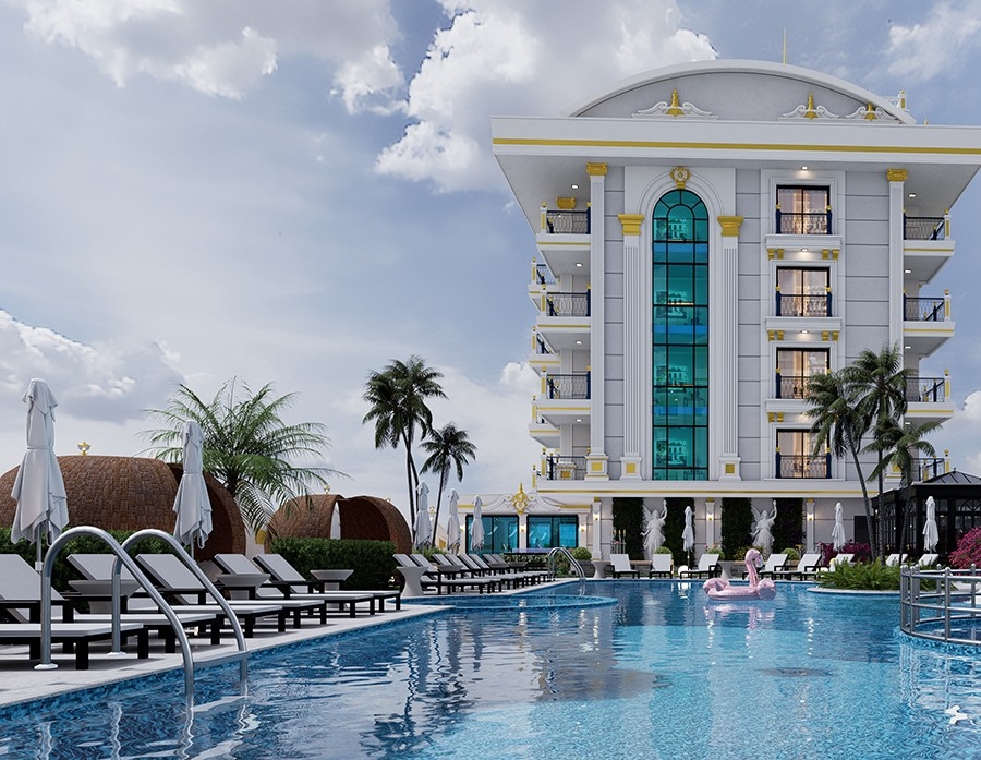 Attractive apartments for sale with sea view in Alanya