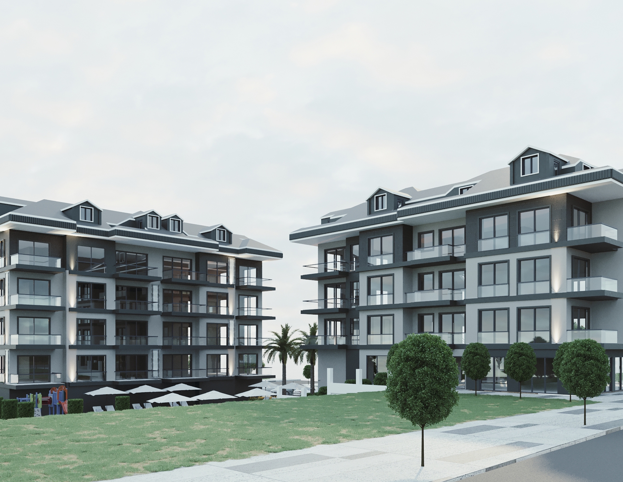 Luxuriöses 1+1 Apartment mit Bergblick in Payallar