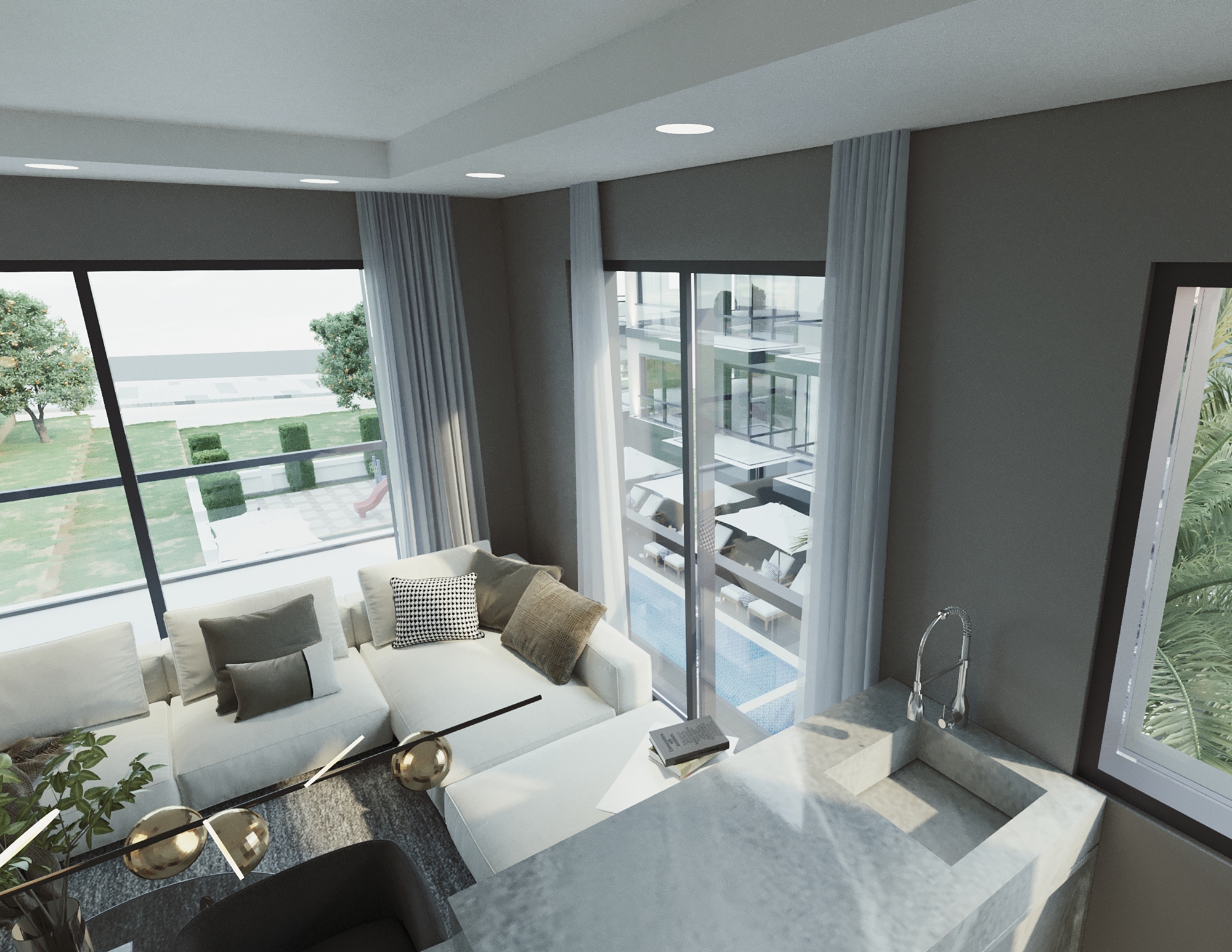 Luxuriöses 1+1 Apartment mit Bergblick in Payallar