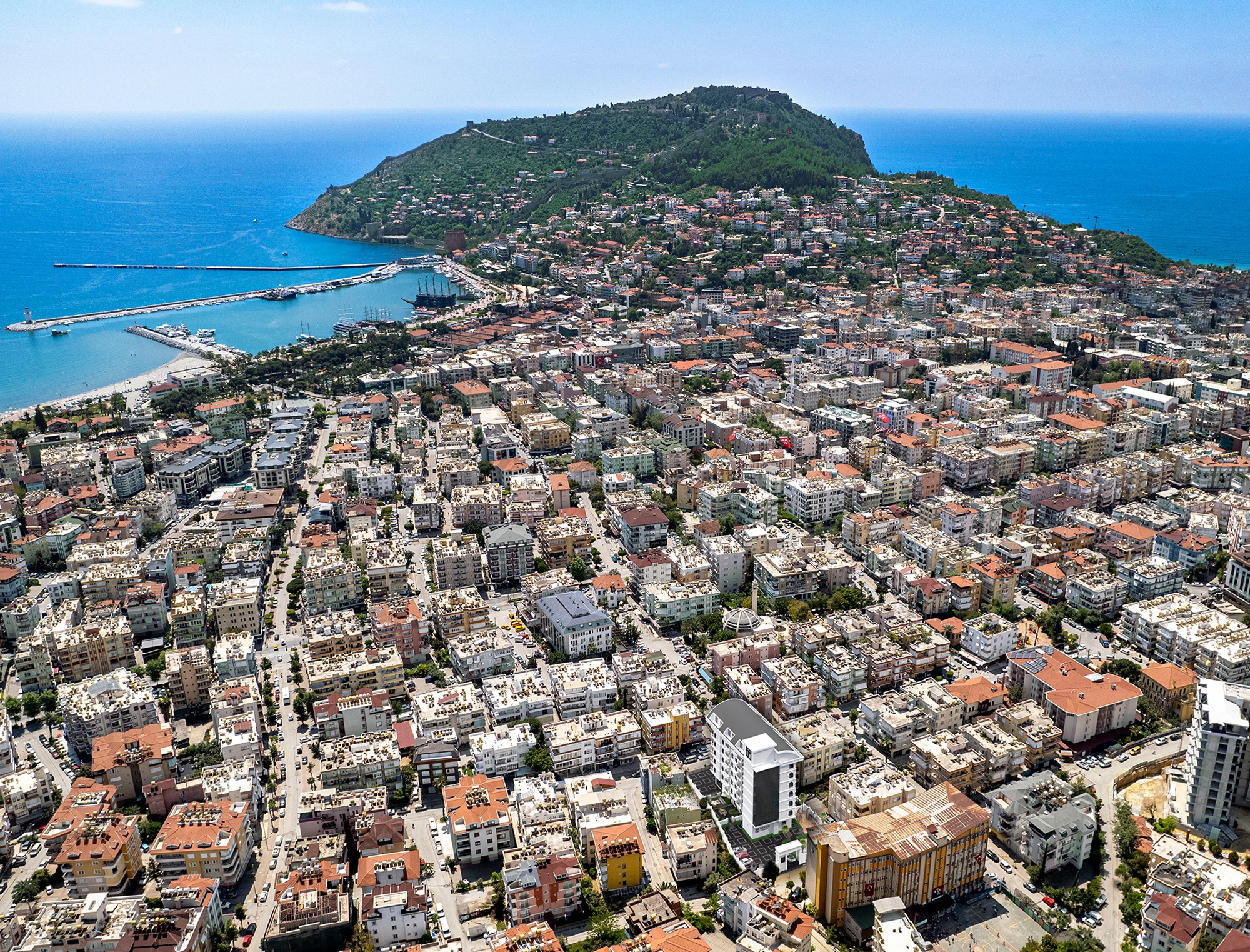 Luxuriöses 2+1 Apartment mit Burg- und Bergblick, Alanya Zentrum