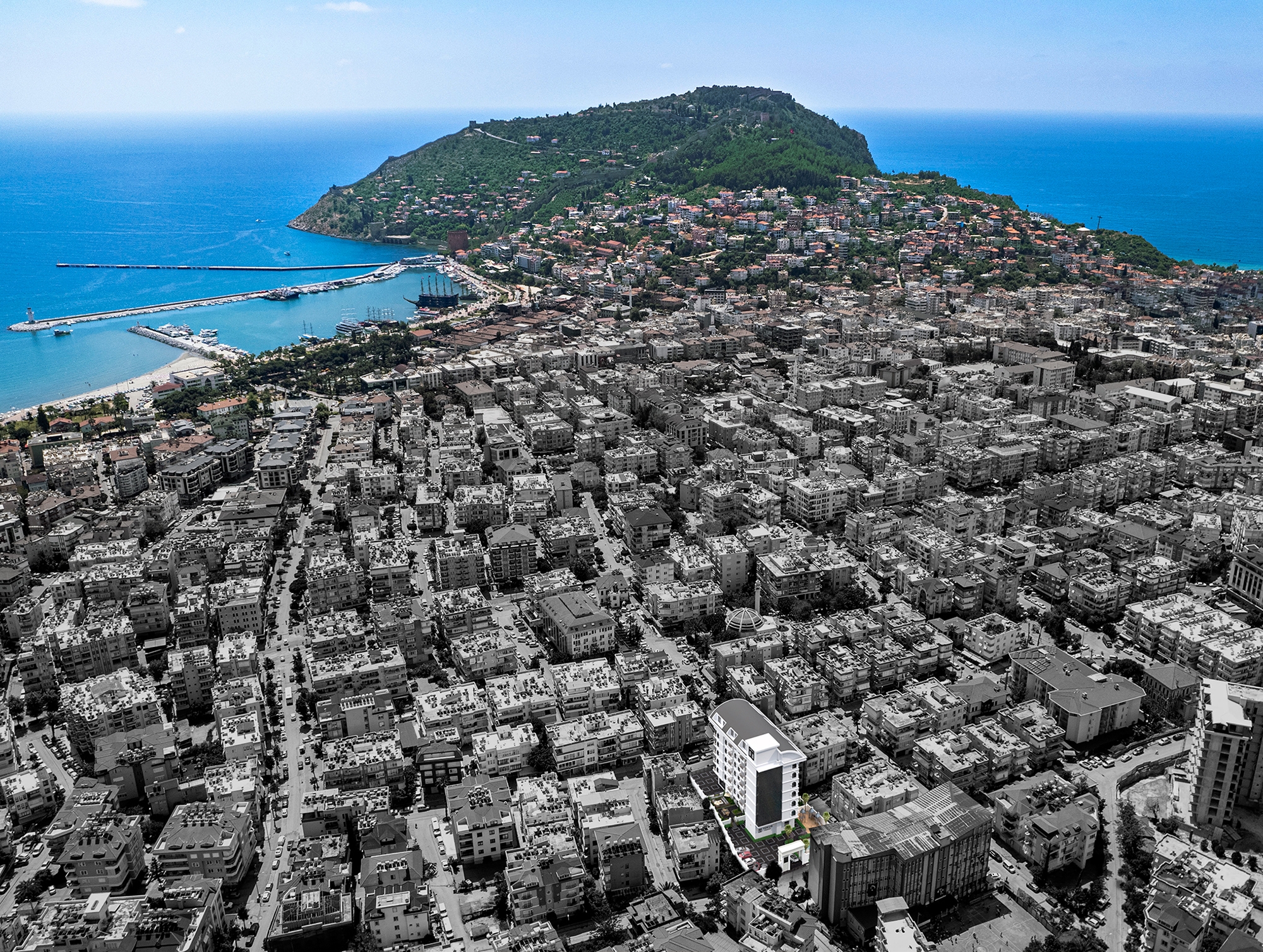 Luxuriöses 2+1 Apartment mit Burg- und Bergblick, Alanya Zentrum