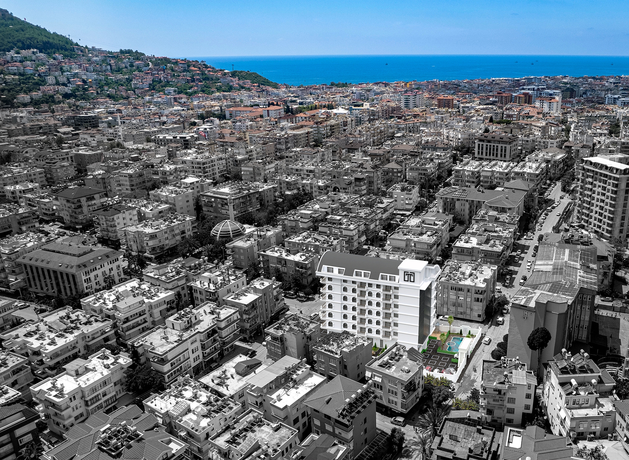 Luxuriöses 2+1 Apartment mit Burg- und Bergblick, Alanya Zentrum