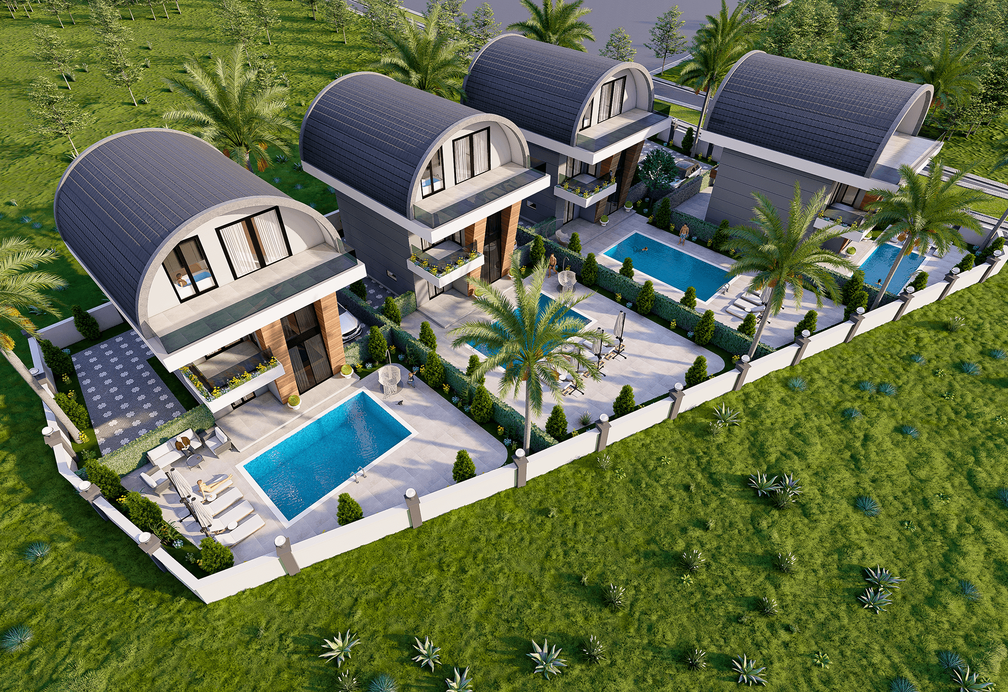 Luxuriöse 3+1 Villa mit Meerblick und Bergblick in Payallar, Alanya