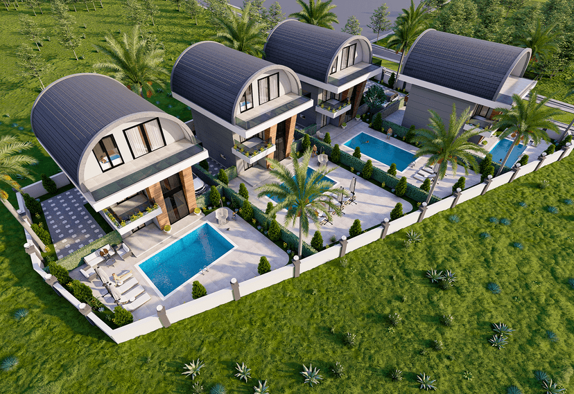 Luxuriöse 3+1 Villa mit Meerblick und Bergblick in Payallar, Alanya