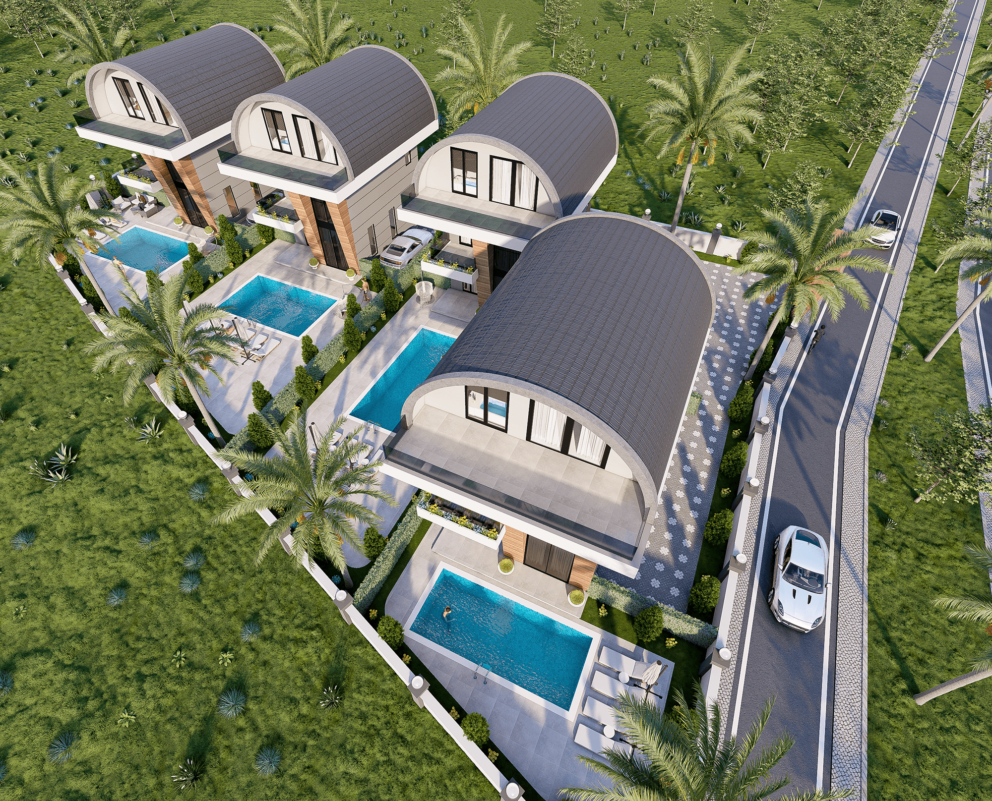 Luxuriöse 3+1 Villa mit Meerblick und Bergblick in Payallar, Alanya