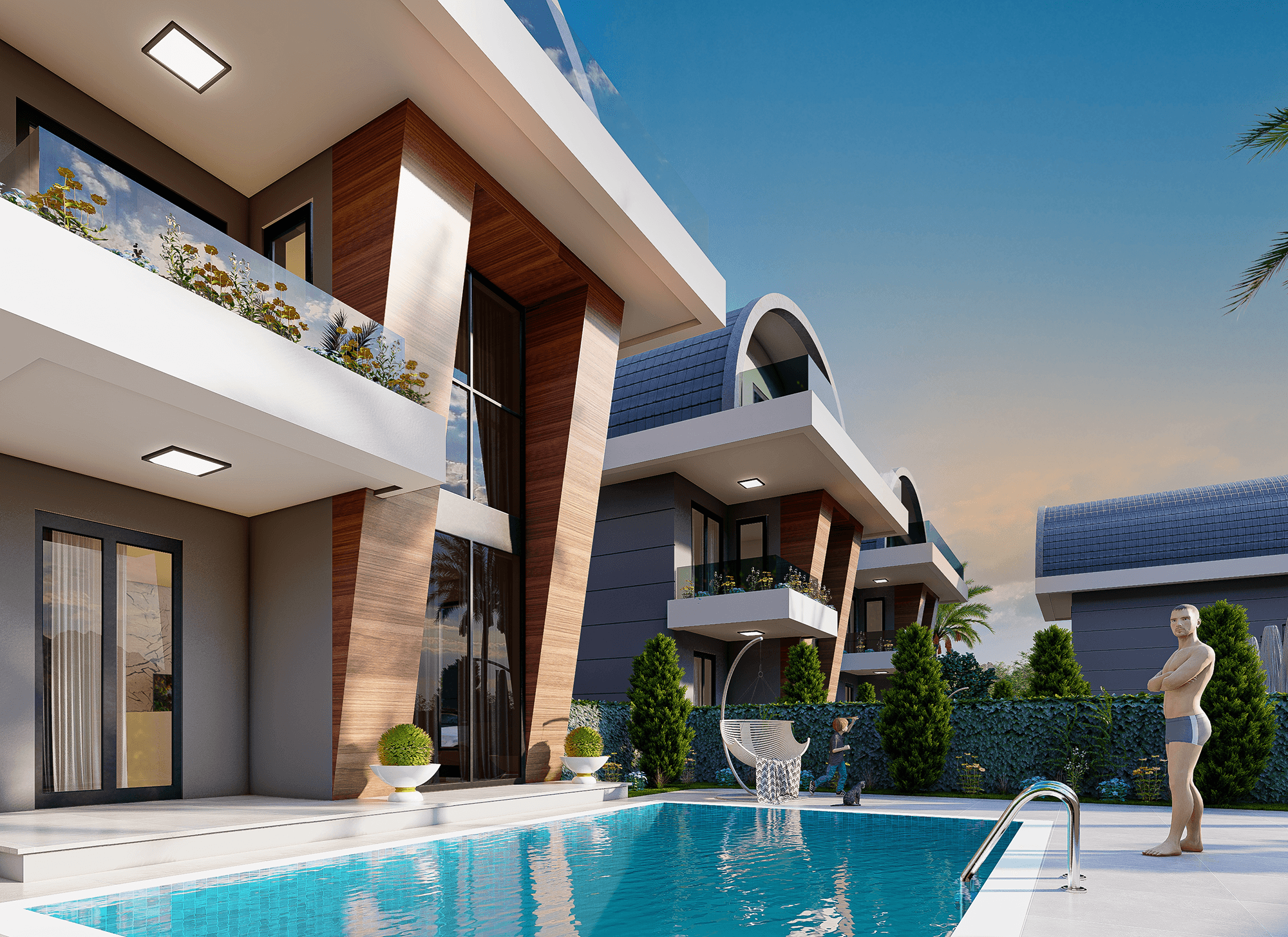 Luxuriöse 3+1 Villa mit Meerblick und Bergblick in Payallar, Alanya