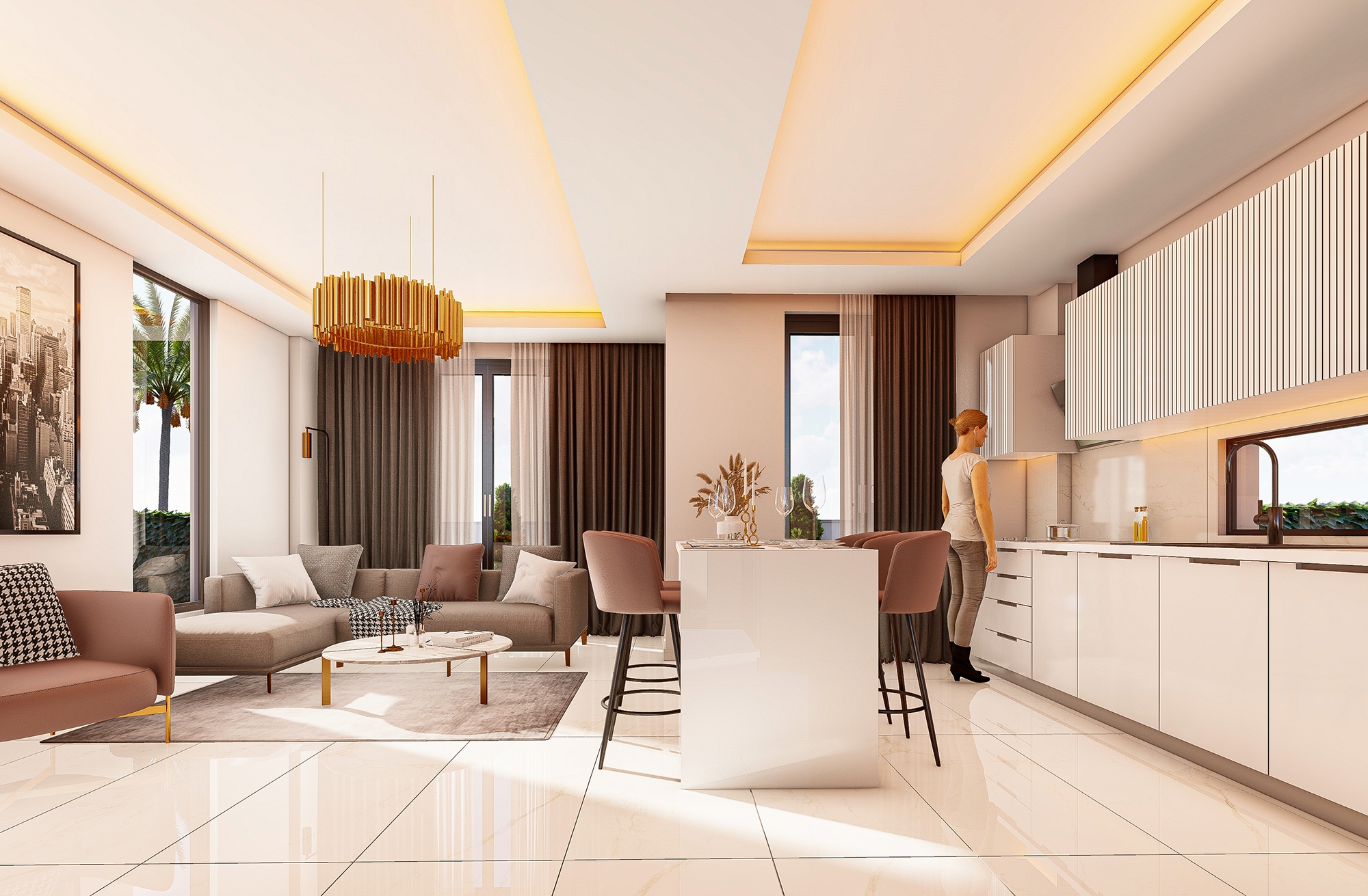 Luxuriöse 3+1 Villa mit Meerblick und Bergblick in Payallar, Alanya